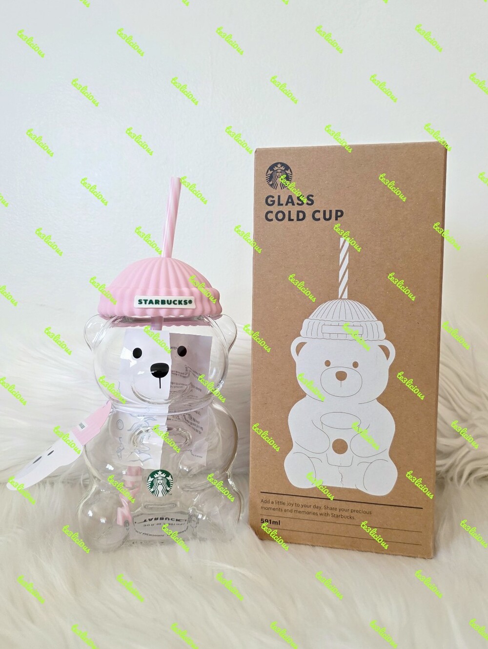 STARBUCKS 2026 KOREA BEARISTA BEAR GLASS JAR LIGHT PINK COLD CUP TUMBLER